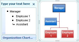 1.2 Example: Organization Chart If you want to illustrate the reporting relationships in your company or organization, you can create a SmartArt graphic that uses an organization chart layout.