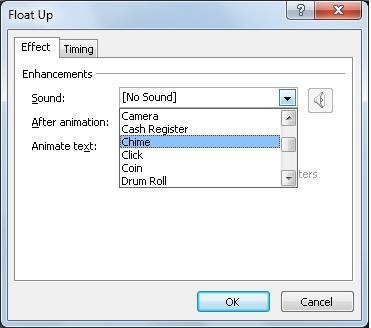 The Animation Pane opens on the side of the workspace pane, showing the order, type and duration of animation effects applied to text or objects on a slide. 2.
