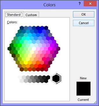 Click the HOME tab on the Ribbon and click the Font Color list arrow in the Font group. A list of font colors appears.