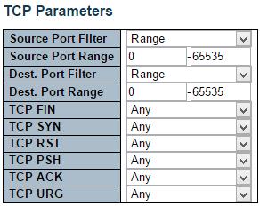 TCP/UDP Source No. When "Specific" is selected for the TCP/UDP source filter, you can enter a specific TCP/UDP source value. The allowed range is 0 to 65535.