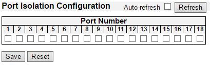 Private VLAN - Port Isolation 3.1.16.2. Private VLAN - Port Isolation Overview This page is used for enabling or disabling port isolation on ports in a Private VLAN.