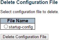 Configuration - Load 3.4.4.5. Configuration - Delete Here you can delete the configuration files saved on the switch.