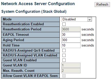 Security - Network - NAS (Network Access Server) 3.1.5.10. Security - Network - NAS (Network Access Server) This page allows you to configure the IEEE 802.