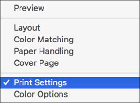 6. Select the page setup options: Paper Size and Orientation. Note: If you do not see these settings in the print window, check for them in your application before printing.