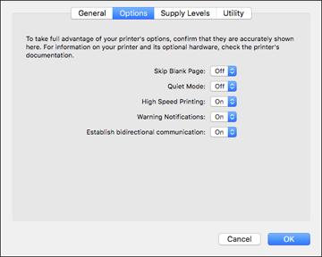 3. Select Driver or Options. You see a screen like this: 4. Select any of the available printing preferences. 5. Click OK.