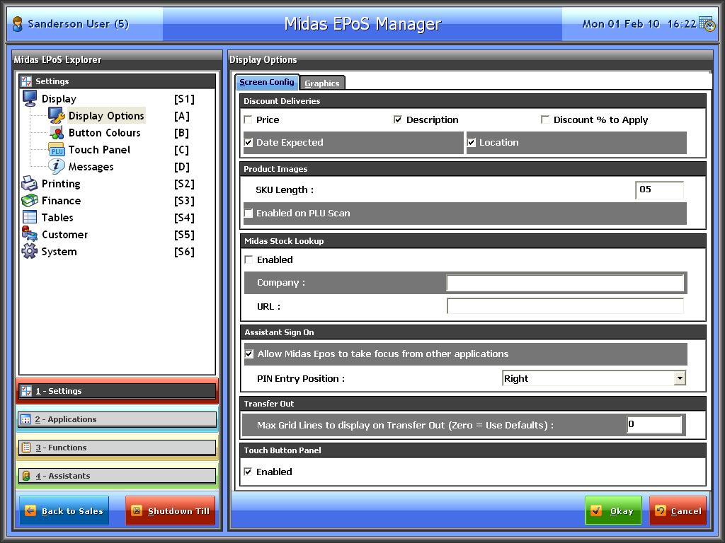 Back Office - EPoS Manager Back Office has now been renamed and has been reorganised so that settings are in a