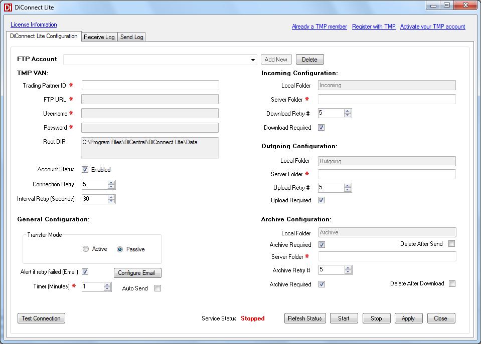 5.1 Registration 1. In the DiConnect Lite dialog, click the Register with TMP link.