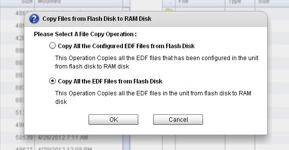 In order to conserve memory allocation the user will need to navigate up to the Tools menu and select the option Copy EDF Files from Flash Disk.