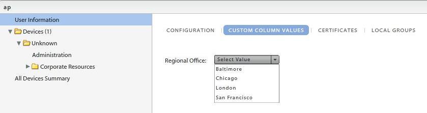 User Information: Custom Column Values (return to User Information menu) If custom columns have been configured for users, they will be displayed here.