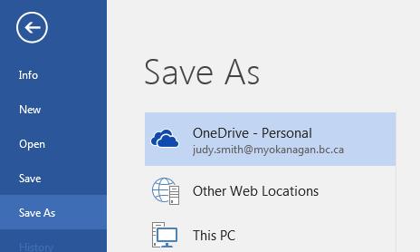 Save a document online and invite others to work on it with you 1. Click Save >, select the OneDrive or SharePoint Online location and folder you want, and click Save.