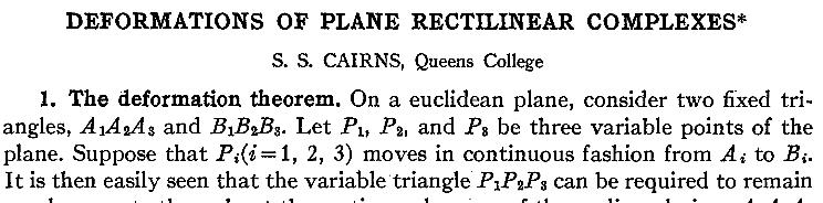 Cairns, 1944 A planar morph exists between any two planar