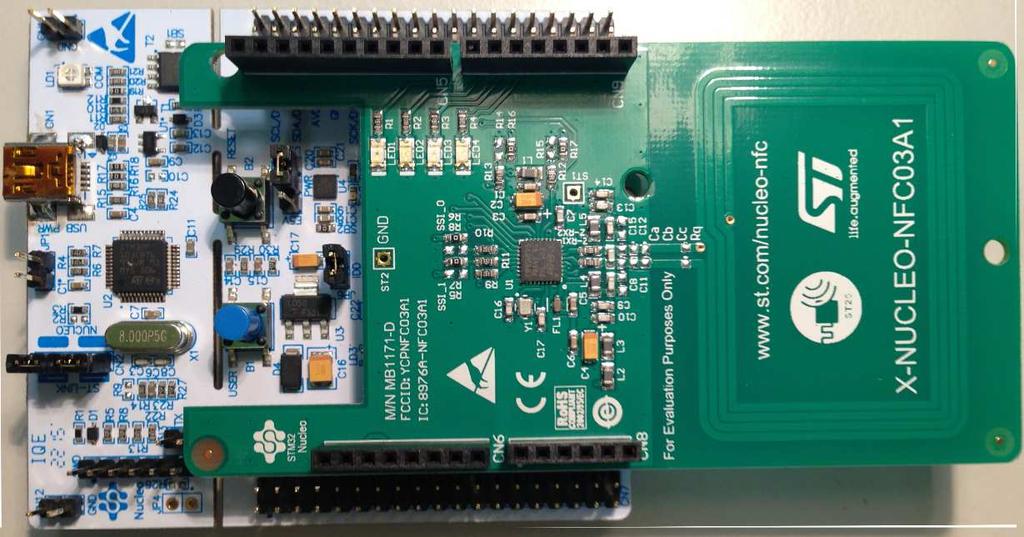 Getting started 1 Getting started This section describes the hardware requirements for the X-NUCLEO-NFC03A1 evaluation board. 1.1 Hardware requirements The X-NUCLEO-NFC03A1 is an expansion board for use with STM3 Nucleo boards.