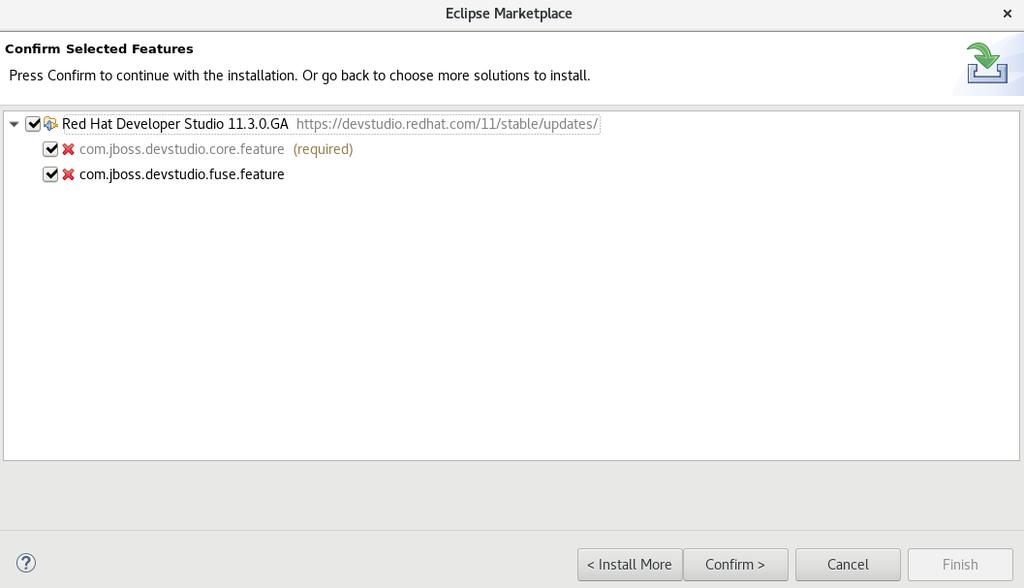 Red Hat Developer Studio 12.9 Installation Guide Figure 4.3. Confirm Selected Feature Deletion 8.