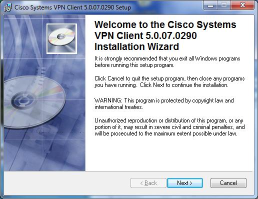 vpnclient_setup as shown below: Step A7: On the following screen that will