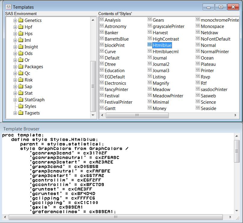 16 Chapter 1 Introduction In the following display, the source code for the HTMLBlue style is shown in the Template Browser window. Figure 1.