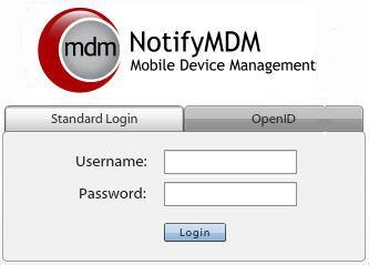 Accessing the Dashboard Access the Dashboard NotifyMDM dashboard requirements: Microsoft Internet Explorer, Firefox, or Safari Adobe Flash Player 10