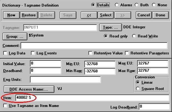 <Toc> <Ind> <5. MODBUS Communication > 5- Example of setting the tag variable of InTouch In setting "DDE Access Name (D).