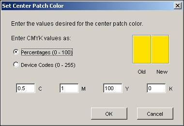 TO EDIT A COLOR IN THE SET CENTER PATCH COLOR DIALOG BOX 1 Select the color you want to edit. 2 Double-click the color icon.