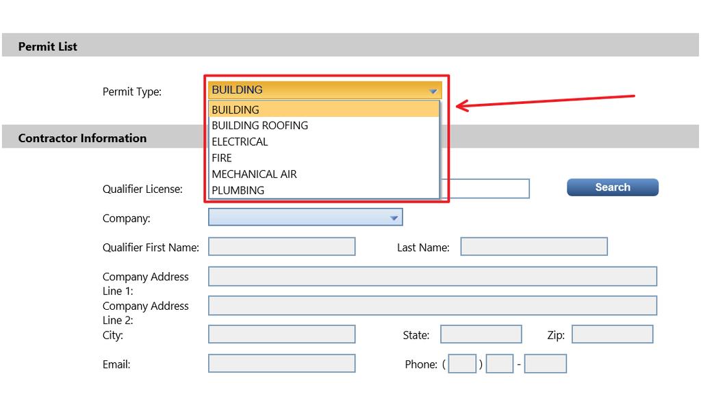 Step 3: In the Permit List section, Select Permit Type from the dropdown option for which a