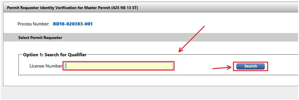 Step 3: Enter you License Number and click Search.