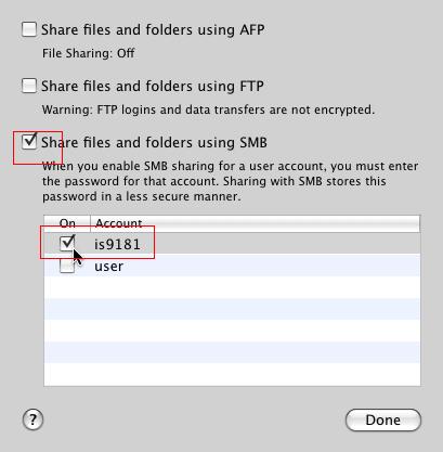 Ensure File Sharing box is checked and selected. Click the Options button. 5.