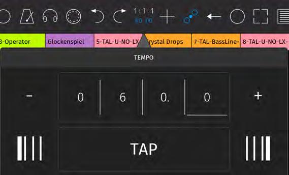 Tempo Menu In touchable Pro, song tempo can be changed in different ways: Use Decrease Tempo and Increase Tempo 4 to change the tempo.