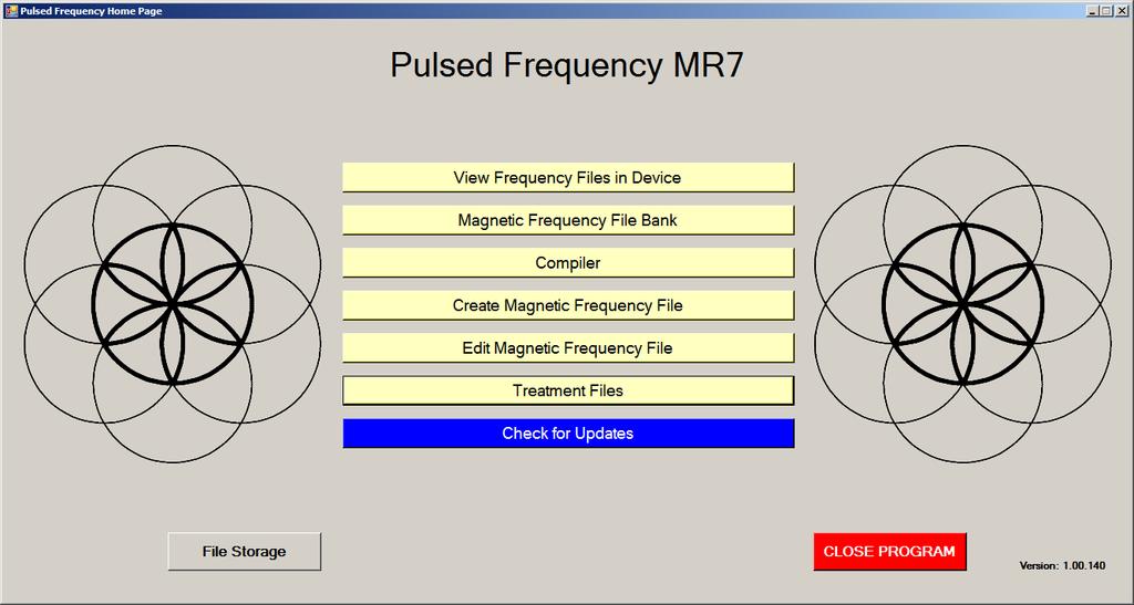 Here are all the functions available from the main menu page. View Frequency Files in Device - This allows you to view the frequency files currently loaded into the MR7.