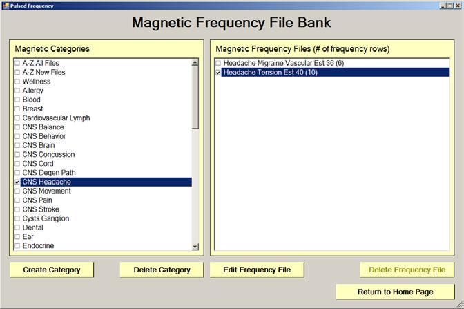 Edit Magnetic Frequency File To edit an existing frequency file, click the Edit Magnetic
