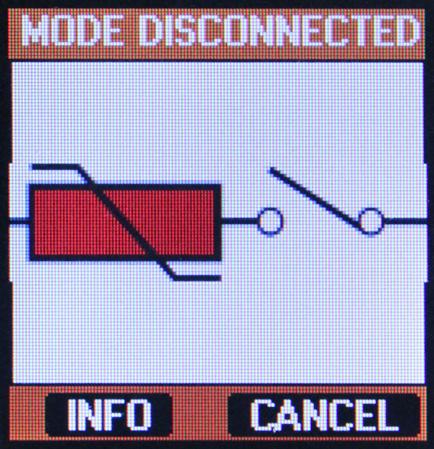 Mode Disconnection When the SPD detects a MOV disconnection the Mode Disoconnect animation will be shown. It will remain on screen until acknowledged by an operator.