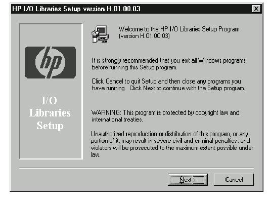 Installation from the I/O Libraries CD-ROM may allow selection from several versions of the I/O Libraries; the ChemStations require version F.01.02 or newer of the HP I/O Libraries.