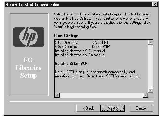 5. The Ready To Start Copying Files screen appears.