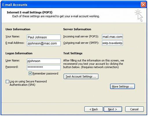 button: Step 4: Change the outgoing mail server (SMTP) to