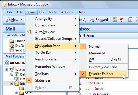 .. Ensure you are working in the Mail pane on the Navigation Pane Click on the Minimise the Navigation Pane button 4 The Navigation Pane should appear as a single column