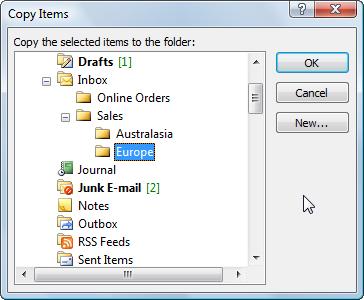 Open File COPYING MESSAGES Outlook allows you to easily copy messages between folders, either new folders that you have created or existing ones.
