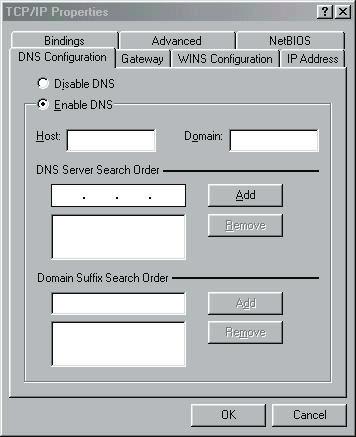 d) Select DNS Configuration tab and then select Enable DNS, enter the DNS