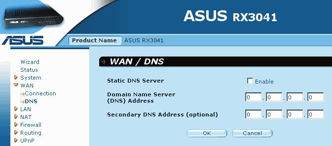 DNS server under the WAN configuration page. After you change the DNS configurations, click Finish to update the DNS settings of the router. 3.