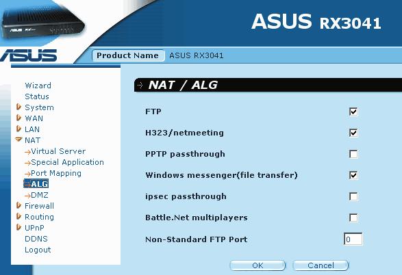 ALG (Application Layer Gateway): You can choose to enable ALG, then the router will let that application correctly pass though the NAT gateway. 3.6.