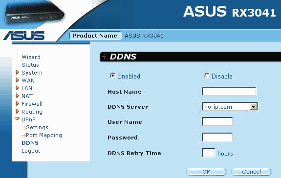 DDNS: Enable/Disable the DDNS function of this router. 3.
