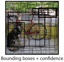YOLO Terminology (Conti.) Each grid cell predicts B bounding boxes and corresponding objectness confidence.