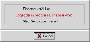 After connection, from the String View screen, select Setup Upgrade Firmware. The message appears: Click Yes to start the process.