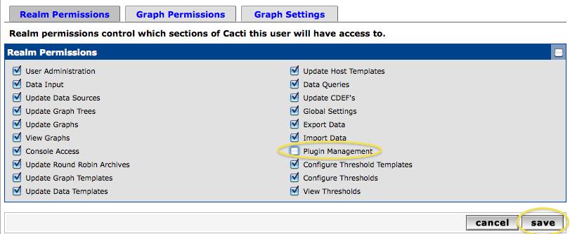screen: Check the Plugin Management option and press Save