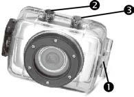WATERPROOF CASE 1.Clamp 2. Shutter Release 3. Power Button 1. Insert a finger at the half circle of the Clamp by prying the clamp up away from the case. 2. Before sealing the case, inspect the water sealing gasket to be sure it s in good condition.