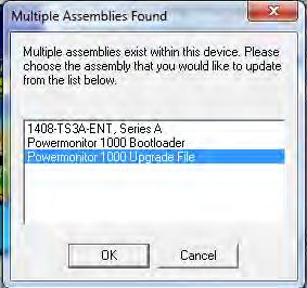 If prompted to select an assembly, select the Powermonitor 1000 Upgrade