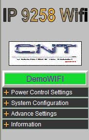 8.) Web Interface Connection to your Device Once you have the 9258 WiFi setup correctly The Control Console The Right Panel of the Web Interface controls the functionality and setup of the IP Power