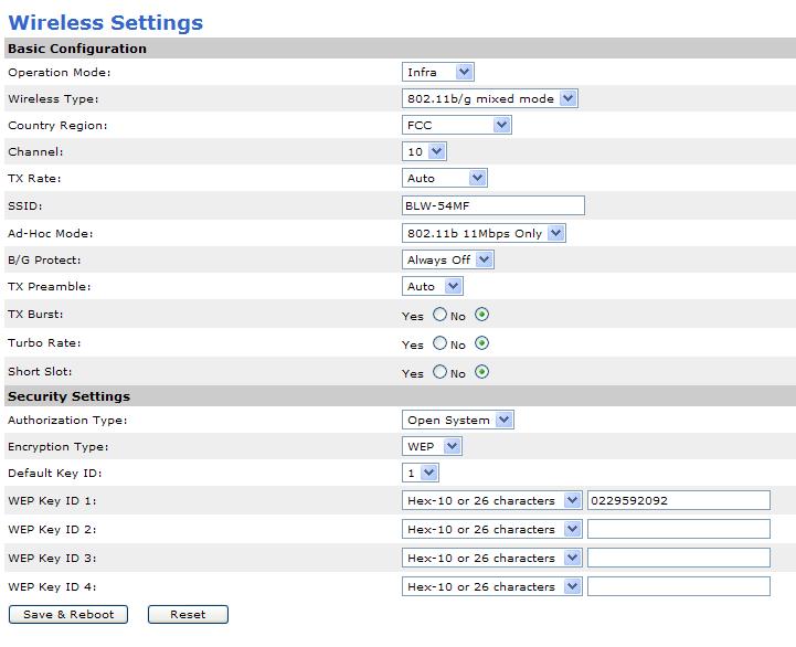 Wireless Settings The wireless settings area allows you to setup the wireless capabilities of your device.