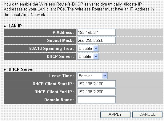 2.4 LAN The LAN Port screen below allows you to specify a private IP address for your