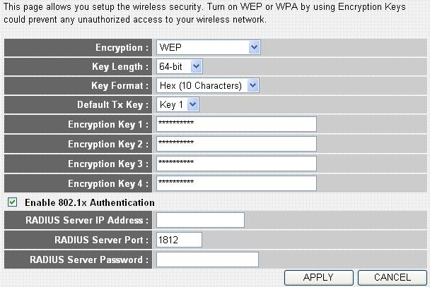 2.5.3.3 802.1x WEP Static key IEEE 802.1x is an authentication protocol. Every user must use a valid account to login to this Access Point before accessing the wireless LAN.