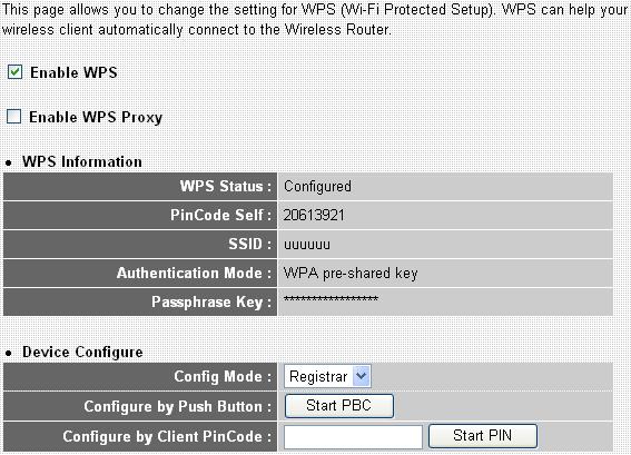 2.5.5 WPS WPS (Wi-Fi Protected Setup) provides a convenient way to establish the connection between this broadband router and wireless clients.