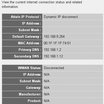 3.1 Internet Connection View the Broadband router s current Internet connection status and other related information Parameters Internet Connection Description This page displays the