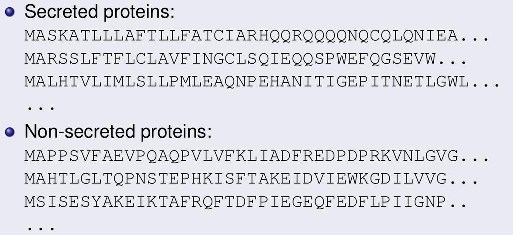 Protein sequence classification Goal: predict which